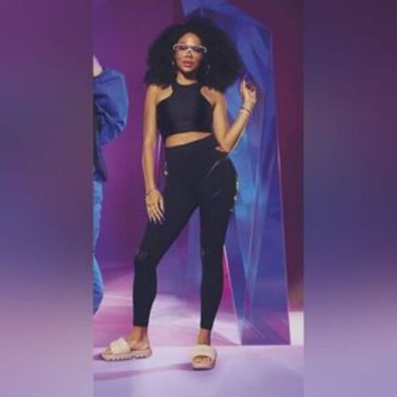 Cardi B x Reebok 4x 26/28 NWT Black Cut-Out Leggings GYM WORKOUT Activewear - Picture 1 of 16